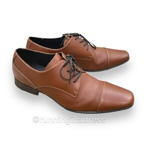 NWOB Calvin Klein Bram Leather Oxford In Brown Size 12